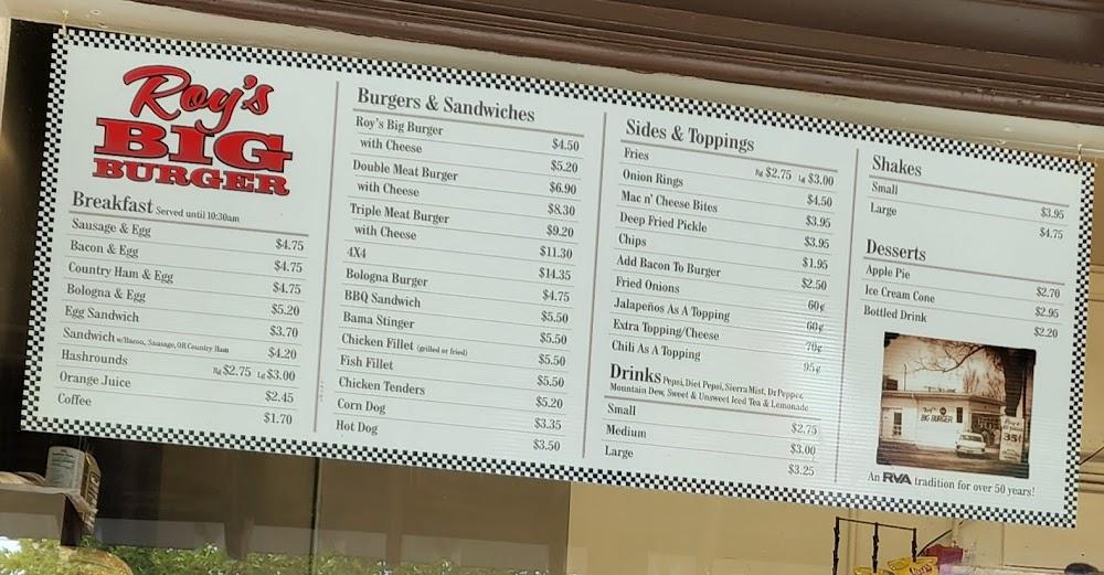 Roy's Big Burger Menu image 2