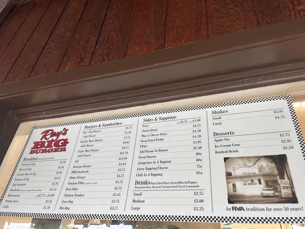 Roy's Big Burger Menu image 4